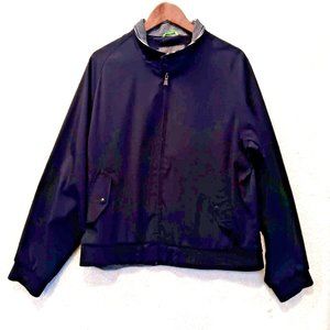 Liz Claiborne Full Zip Jacket Womens XL Black with 2 Snap Stripe Collar